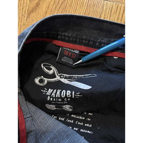 Makobi Men's Black Jeans 38 x 32 96281 Trap or Die - Picture 3 of 11